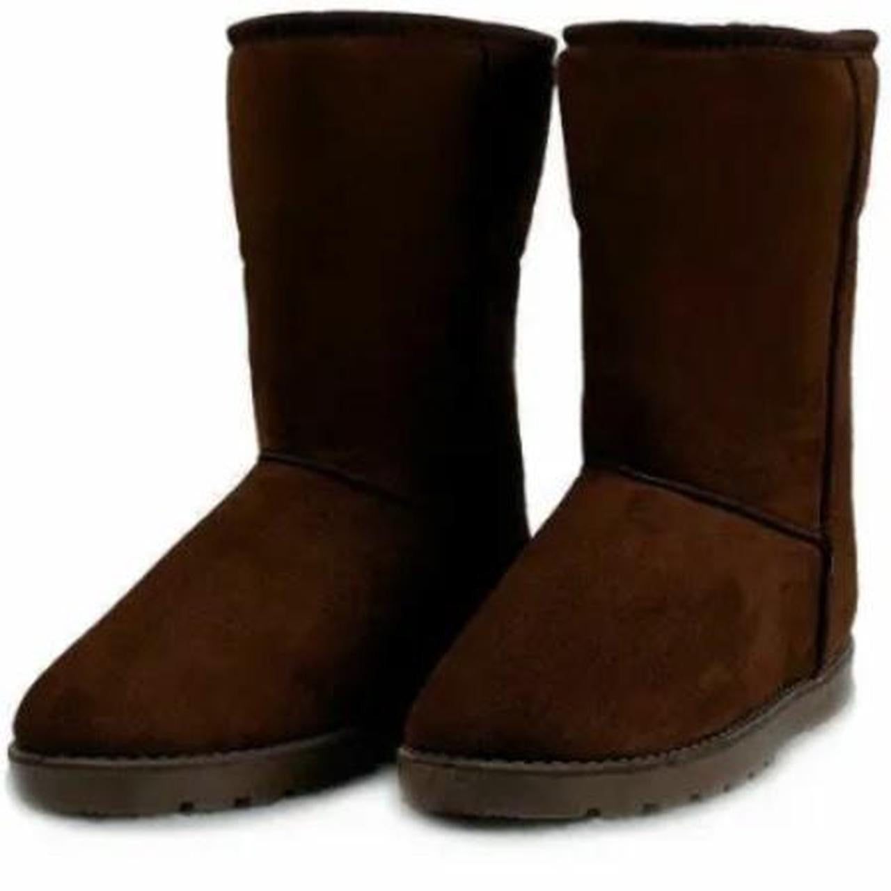 Chocolate Brown Suede Fur Lined Winter Boots