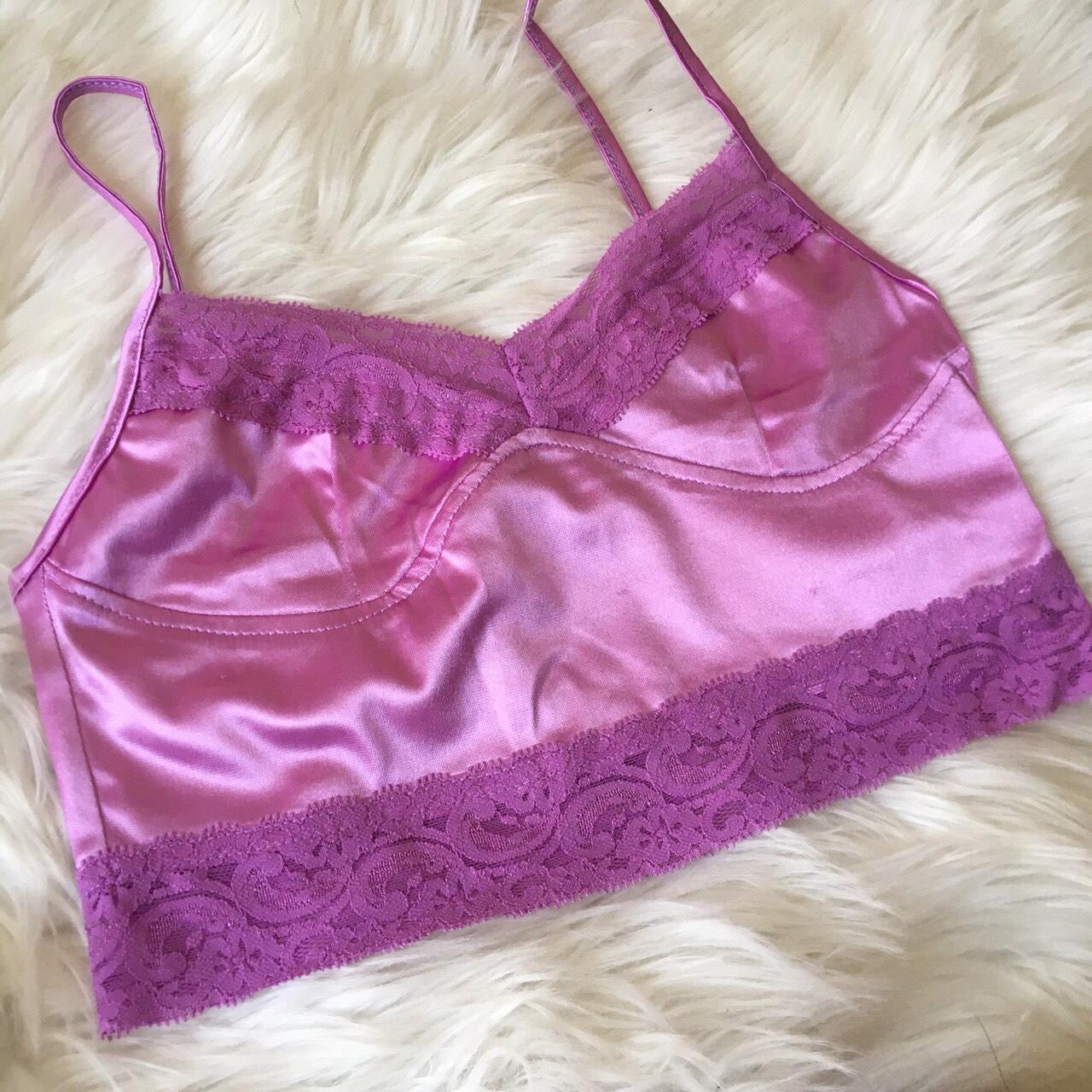 Purple Satin Lace Bralet Crop Top