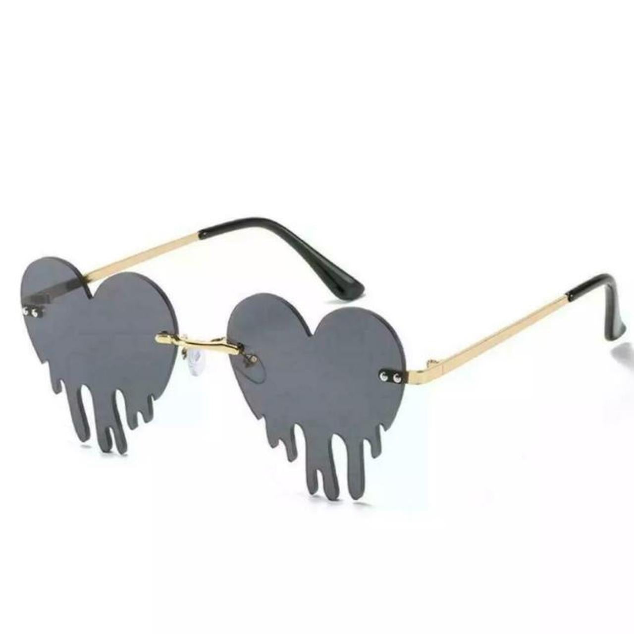 Black Heart Dripping Frame Sunglasses