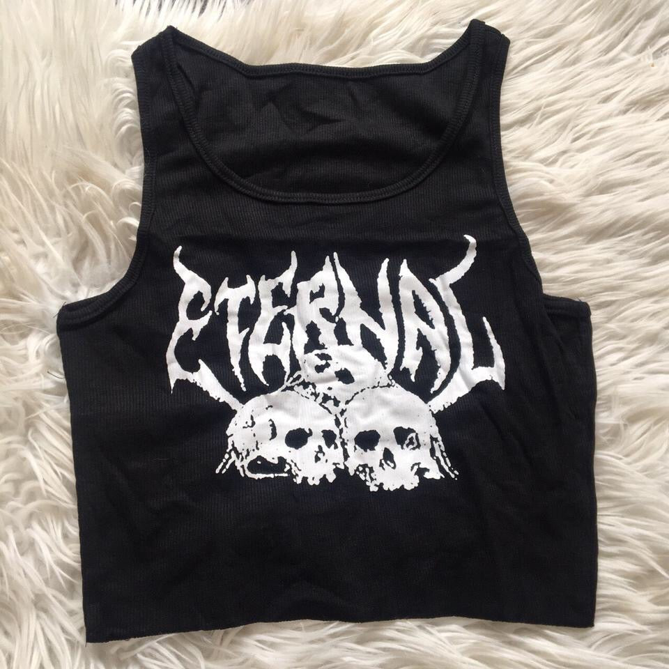 Black Eternal Skull Tank Crop Top