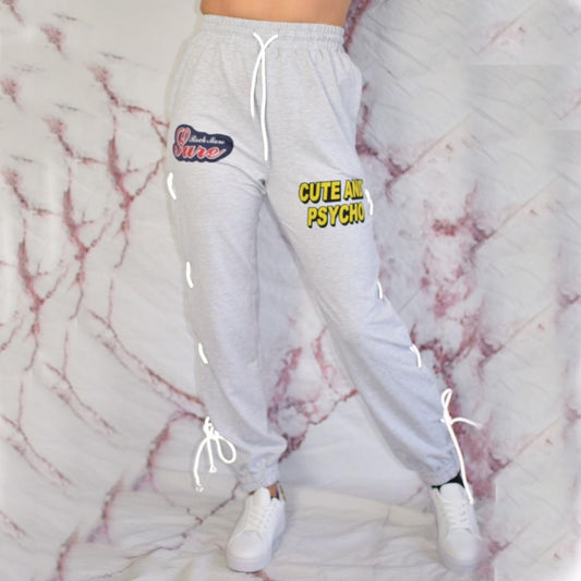 Grey Reflective Lace Up Tracksuit Jogger Bottons