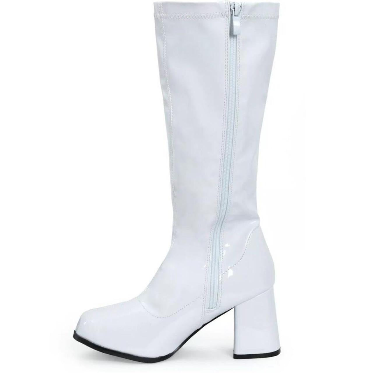 White Patent Faux Leather Go Go Knee High Boots