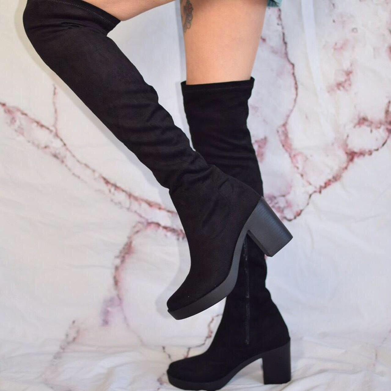 Black Over Knee Platform High Heel Boots