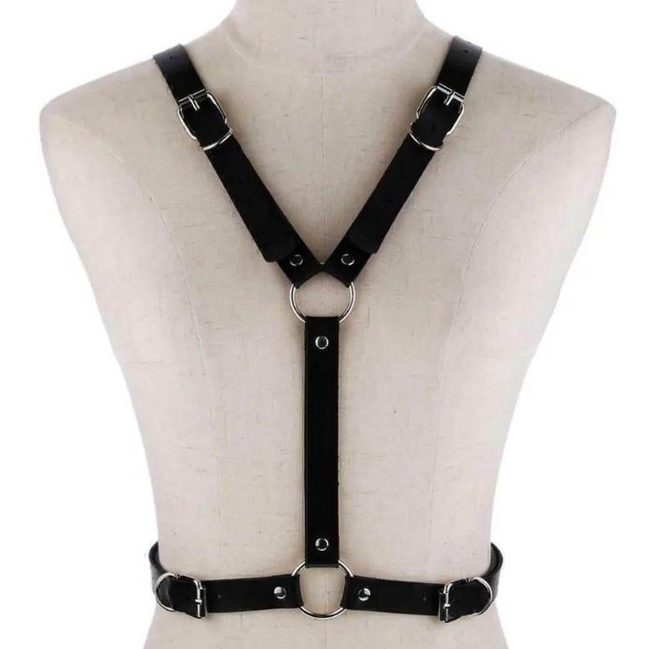 Black Faux Leather Wing Body Harness