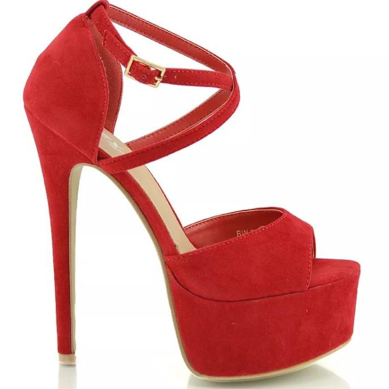 Red Suede Platform Stiletto Heels