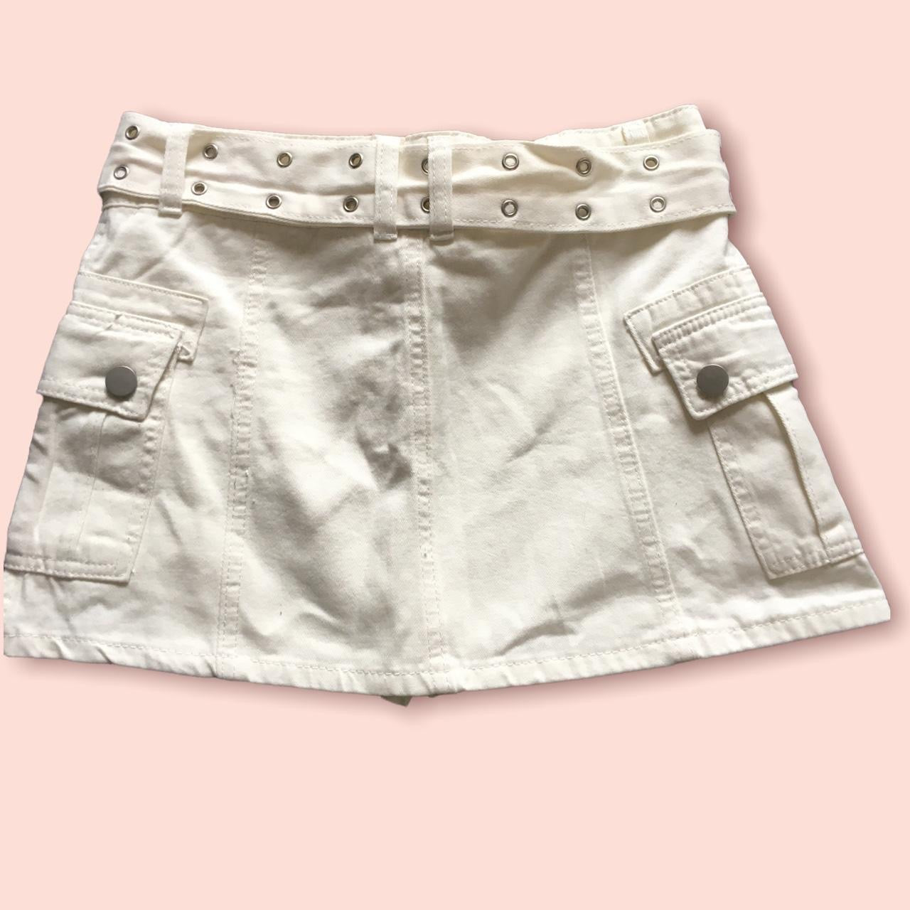 White Cargo Mini Skirt