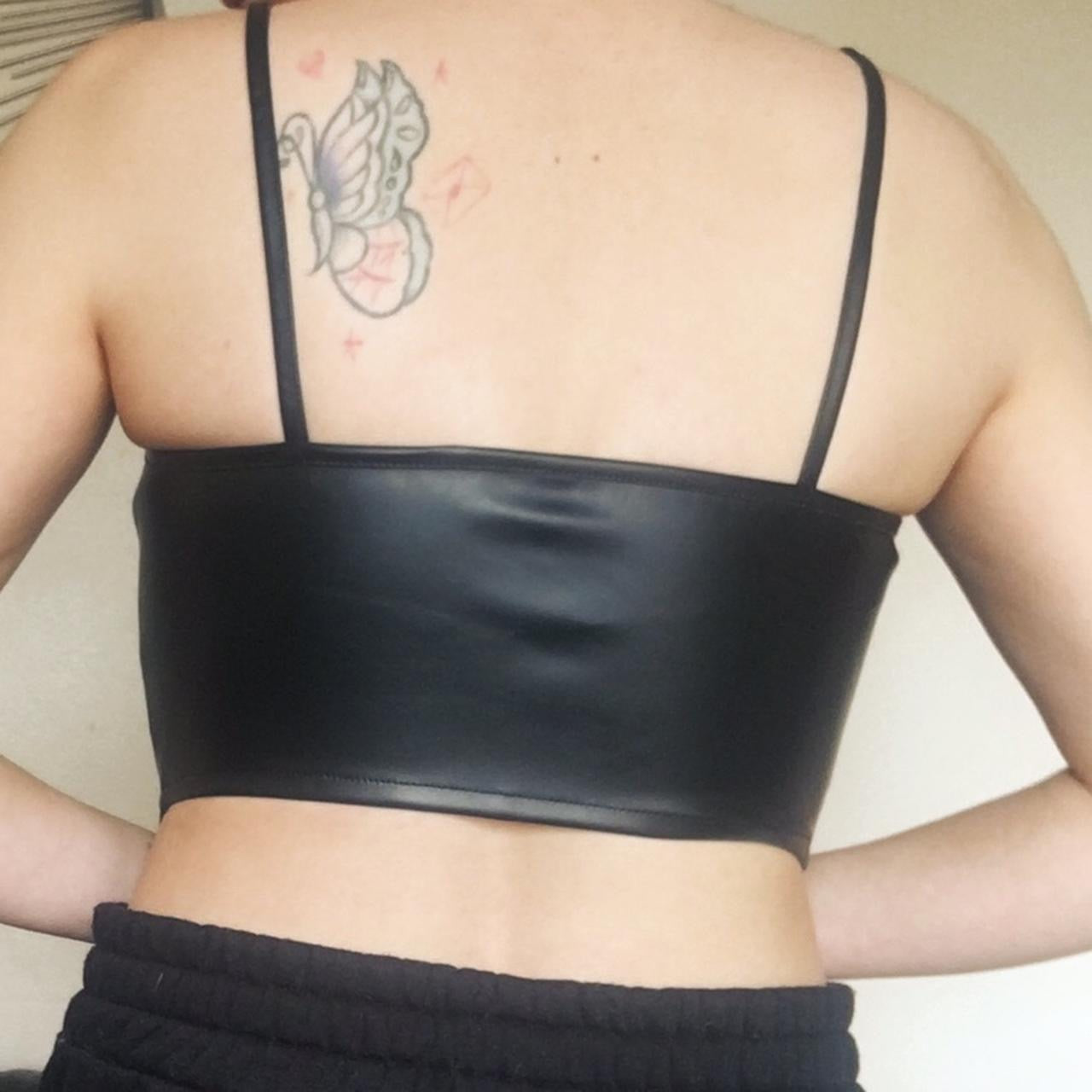 Black Faux Leather Corset Crop Top