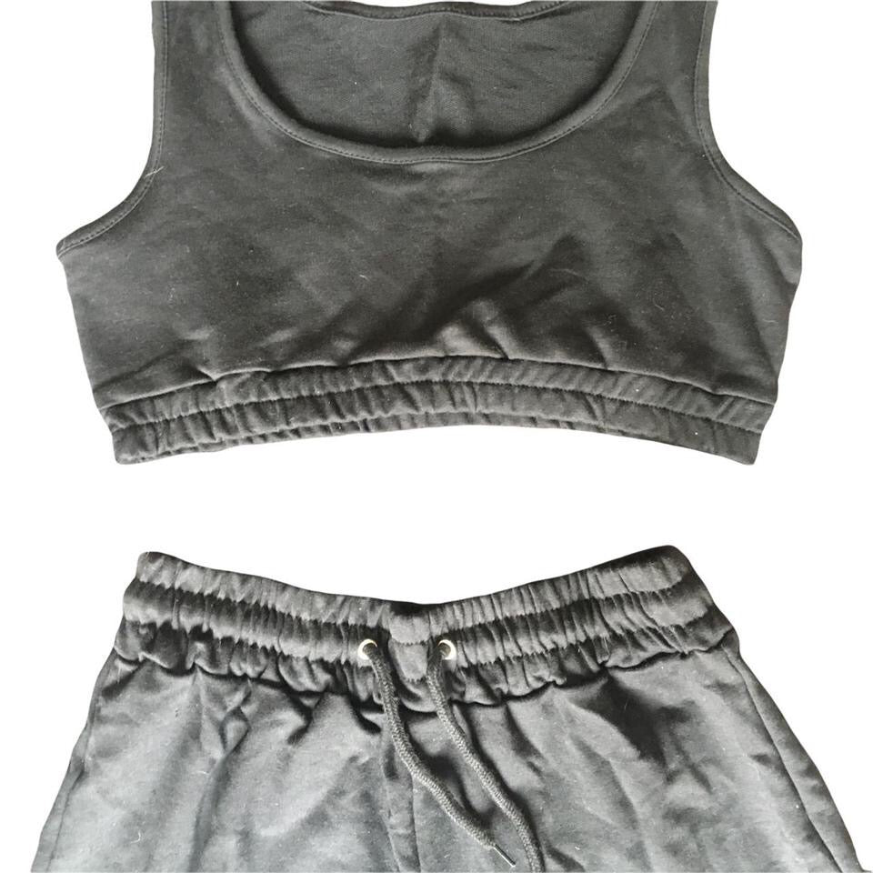 Black 2 Piece Casual Loungewear Active Set