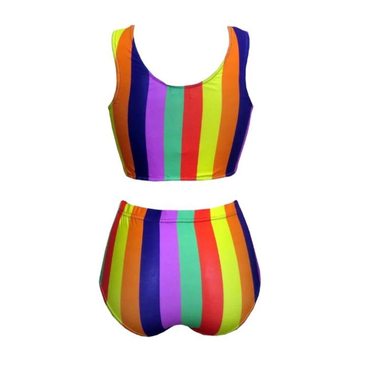 Multicoloured Striped Shorts Crop Top Co-Ord Festival Set
