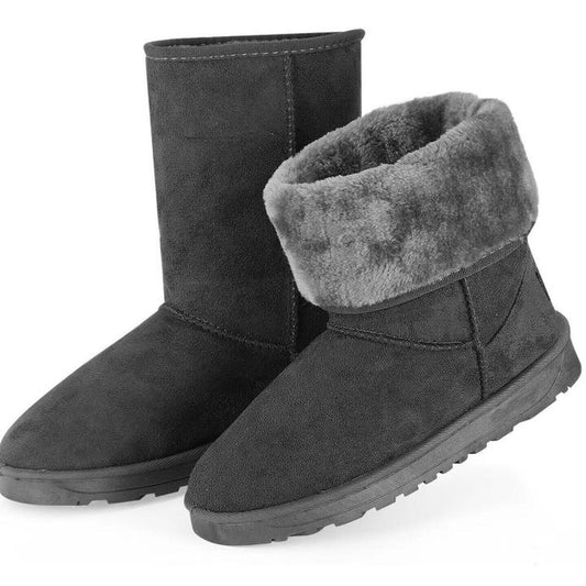 Grey Suede Fur Lined Winter Boots