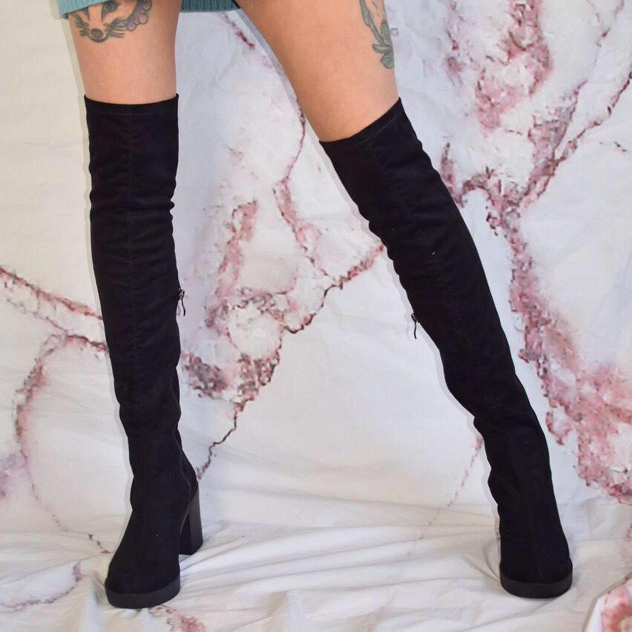 Black Over Knee Platform High Heel Boots