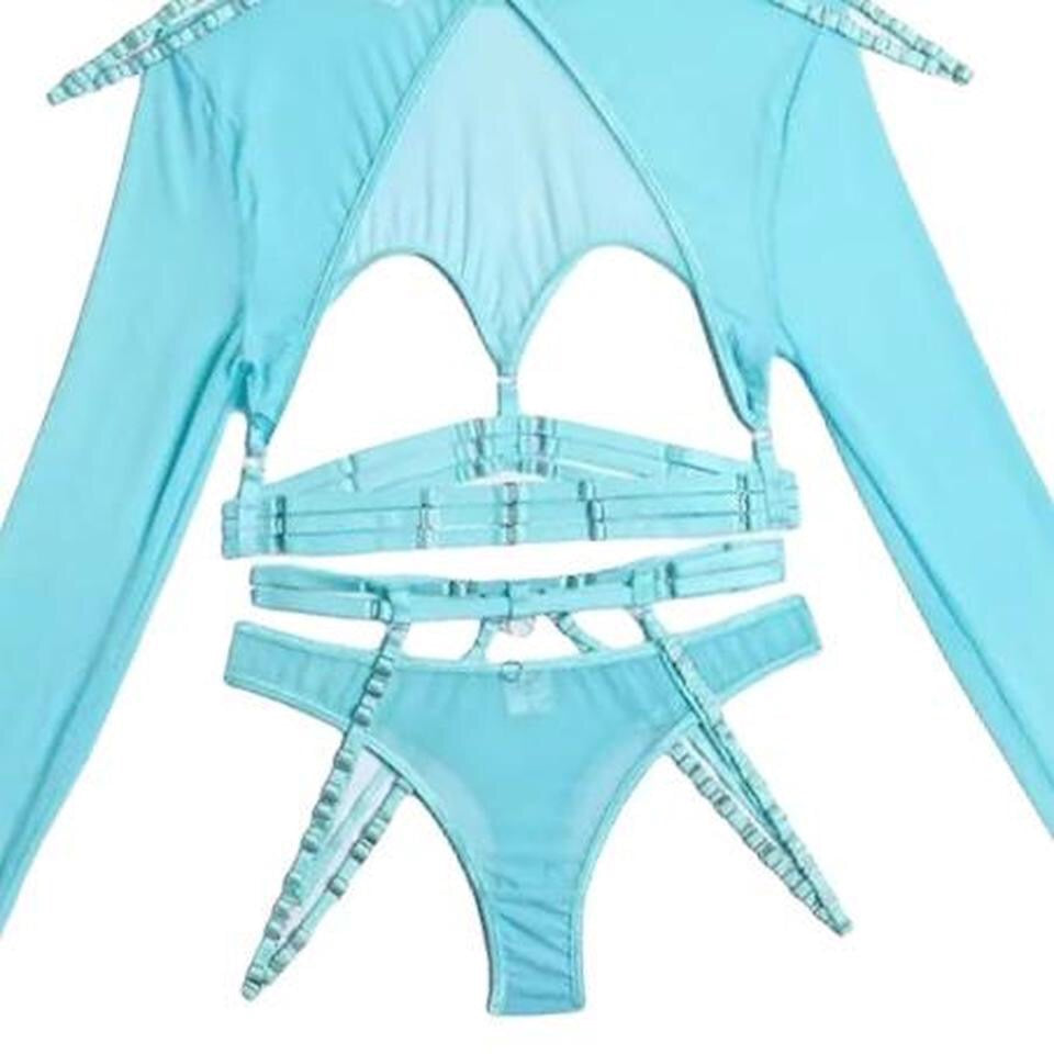 Mesh 4 Piece Techno Festival Lingerie Set