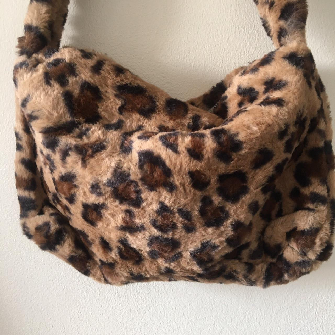 Brown Leopard Print Plush Fluffy Shoulder Bag