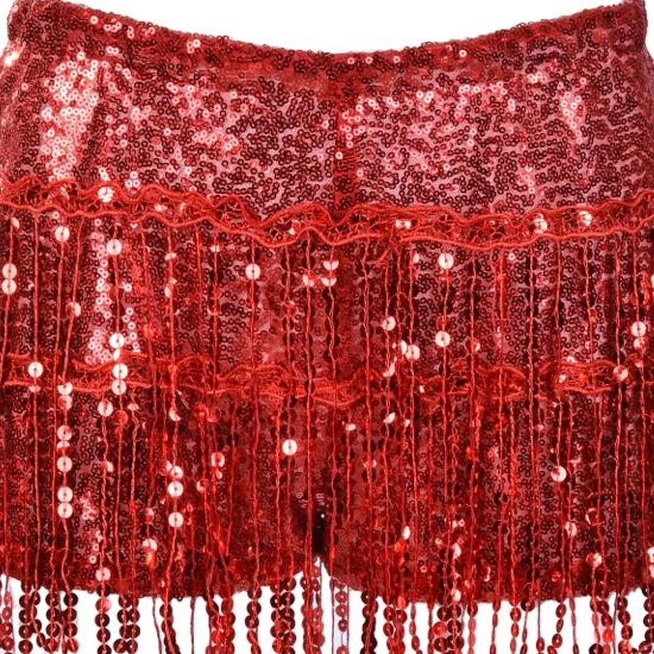 Red Sequin Tassel Party Shorts