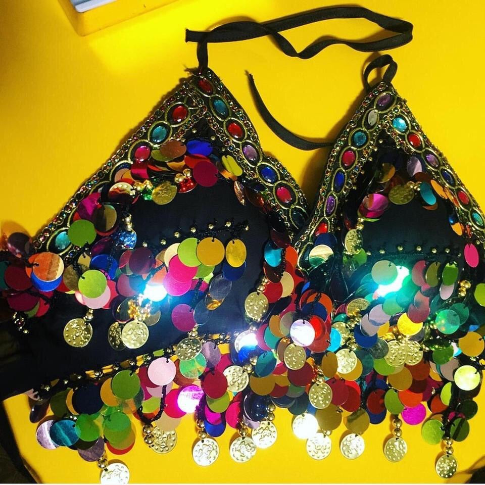 Multicoloured Carnival Sequin Belly Dancer Top