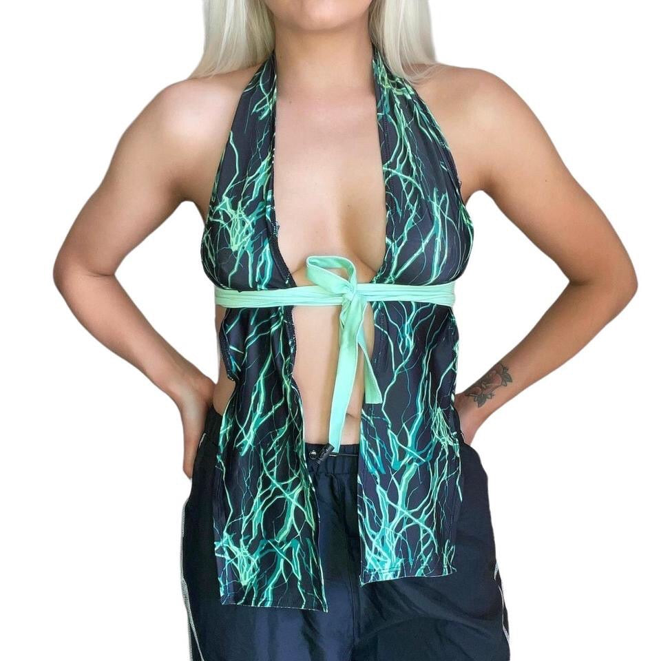 Lightening Print Festival Scarf Crop Top