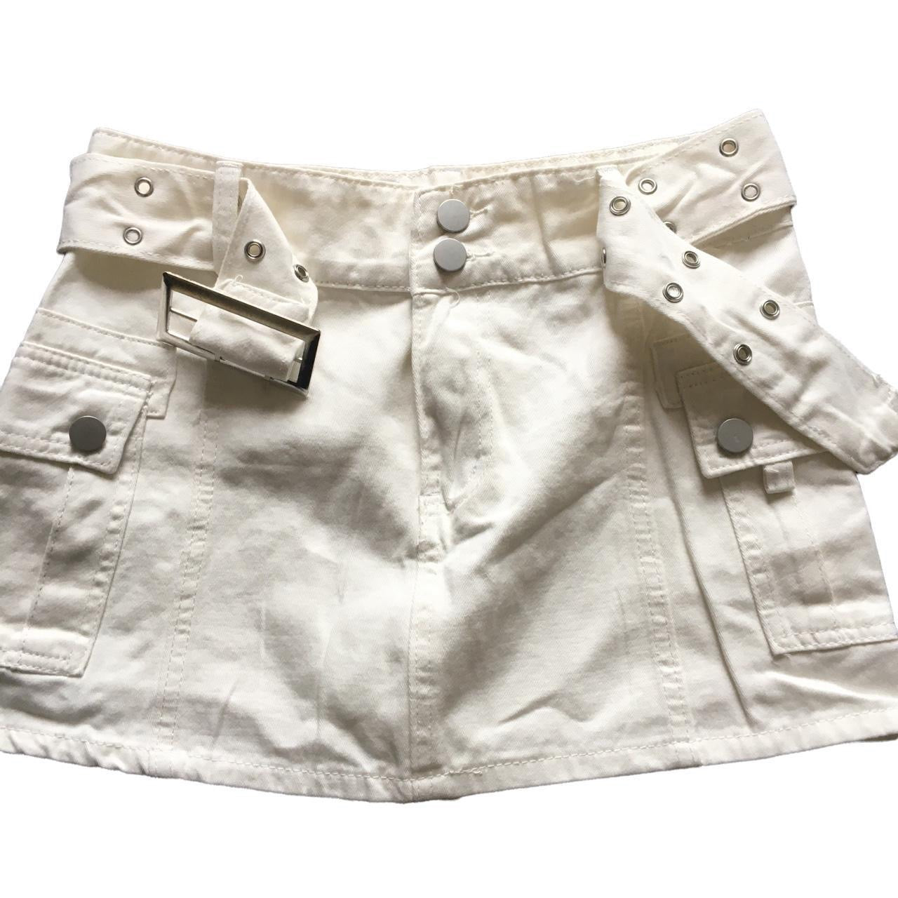 White Cargo Mini Skirt