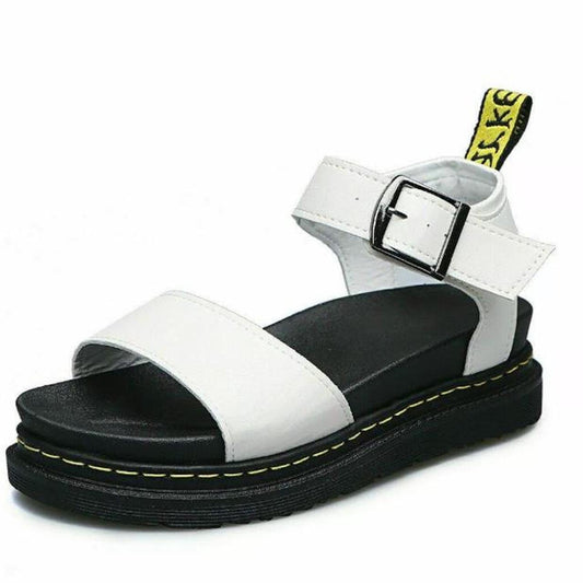 White Faux Leather Chunky Punk Sandals