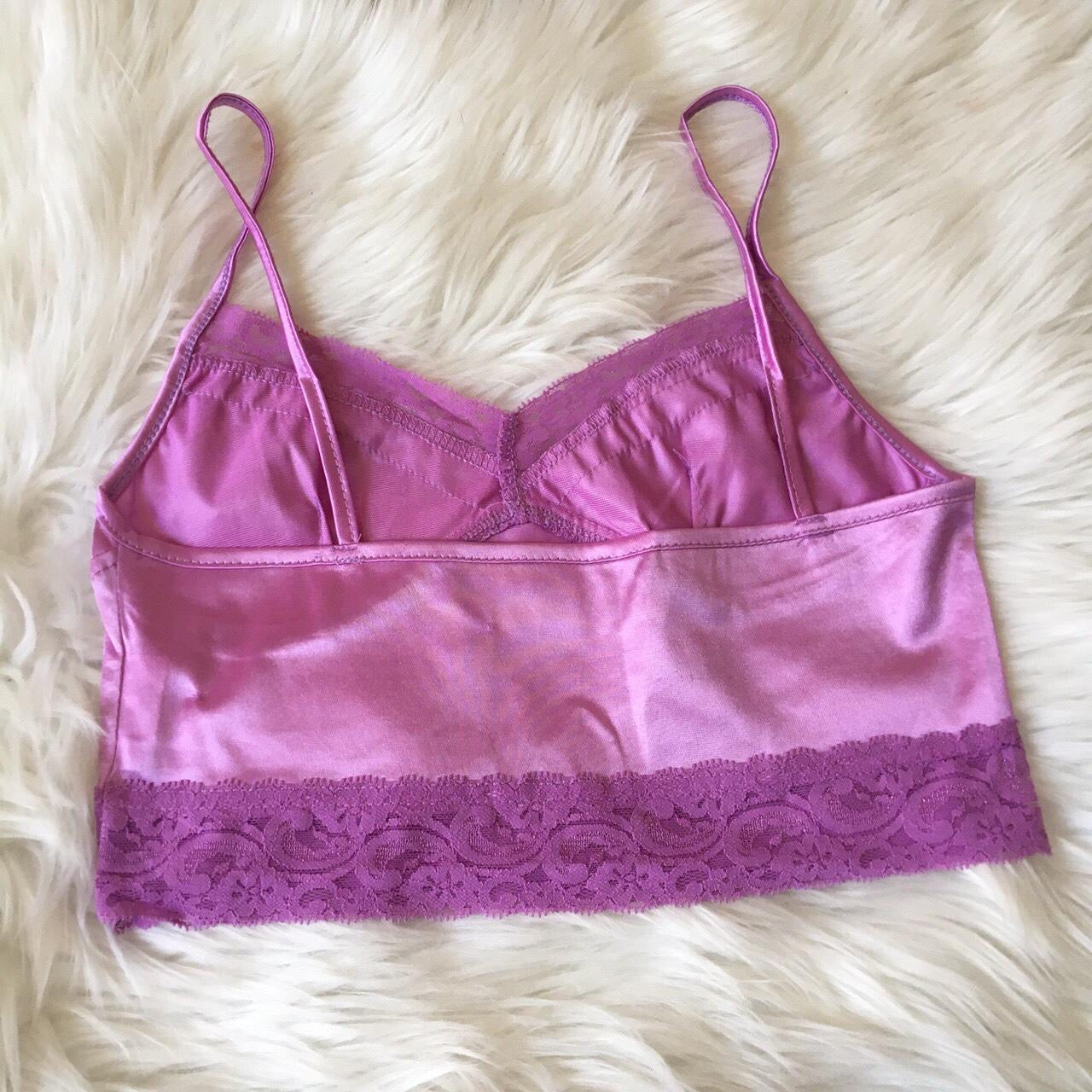 Purple Satin Lace Bralet Crop Top