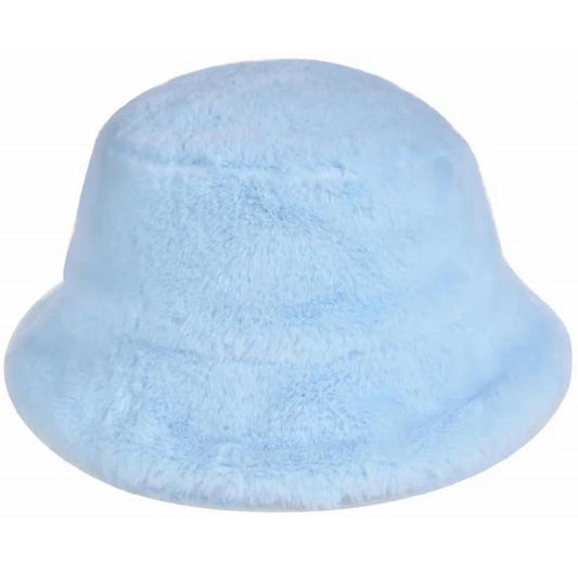 Pastel Blue Fluffy Faux Fur Bucket Hat