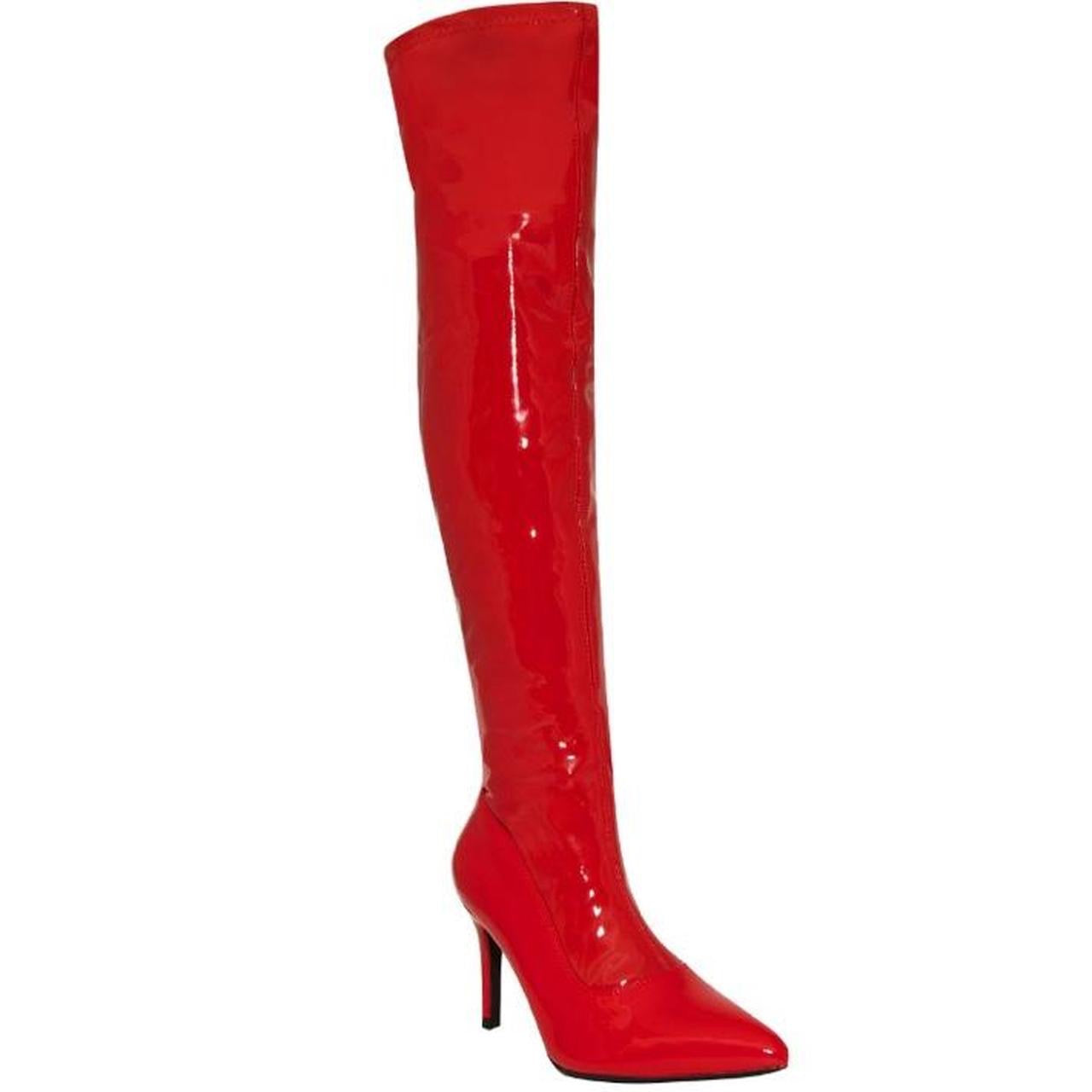 Red Patent Over Knee Stiletto Heel Boots