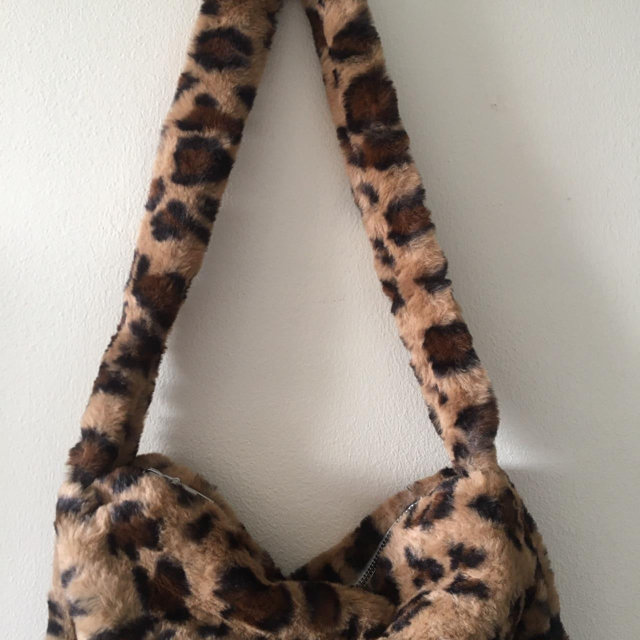 Brown Leopard Print Plush Fluffy Shoulder Bag