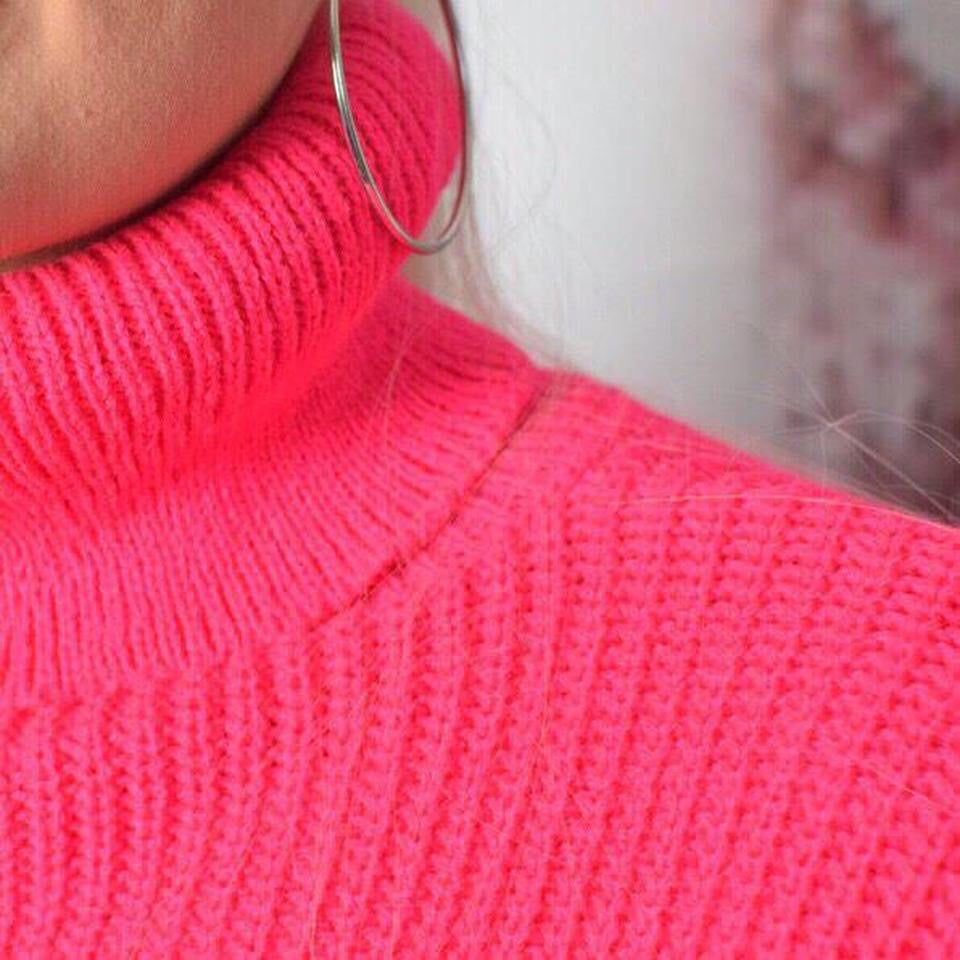 Neon Pink Oversized Knitted Jumper Dress