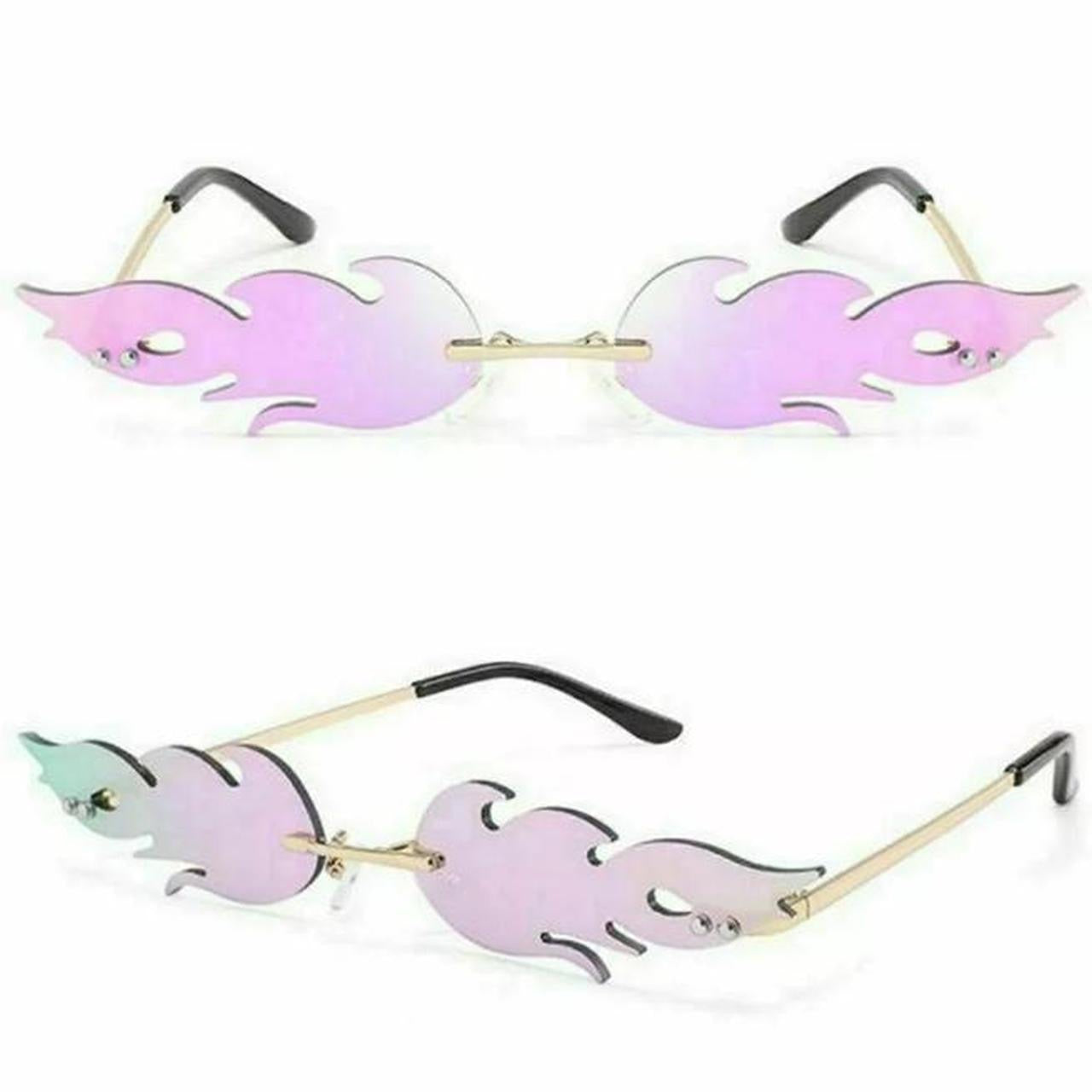 Purple Small Frame Flame Lens Sunglasses