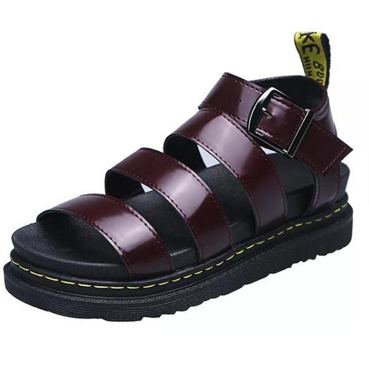 Purple Faux Leather Chunky Punk Gladiator Sandals