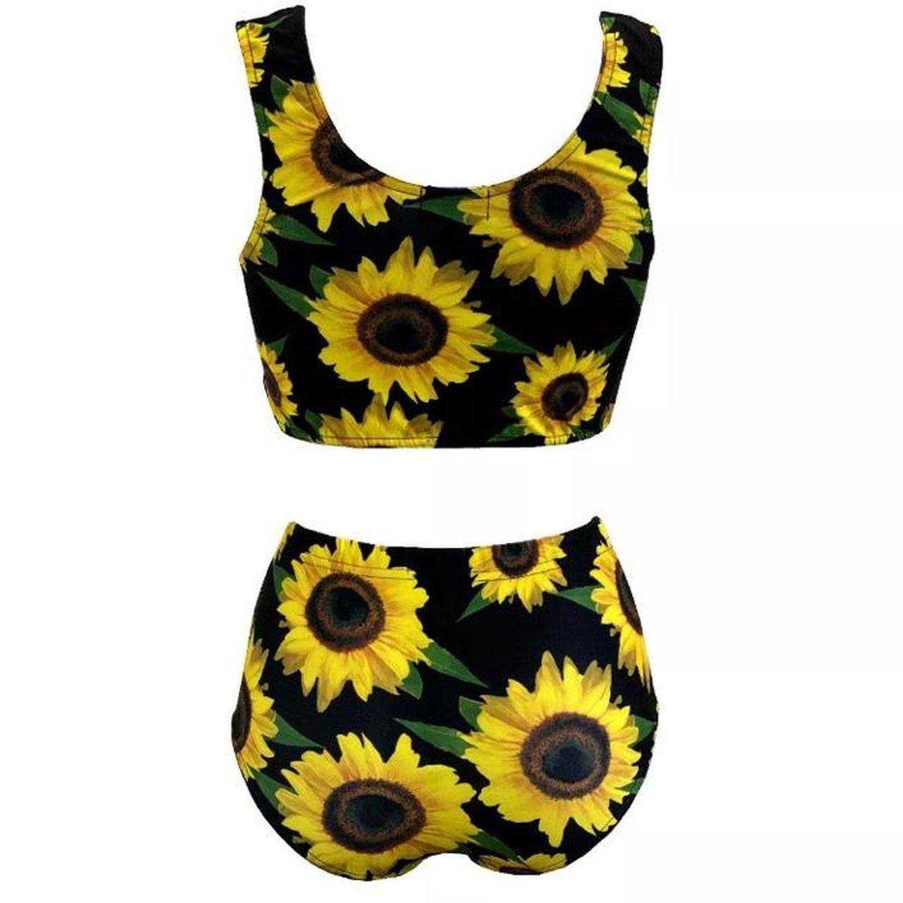 Sunflower Print Shorts Crop Top Co-Ord Festival Set