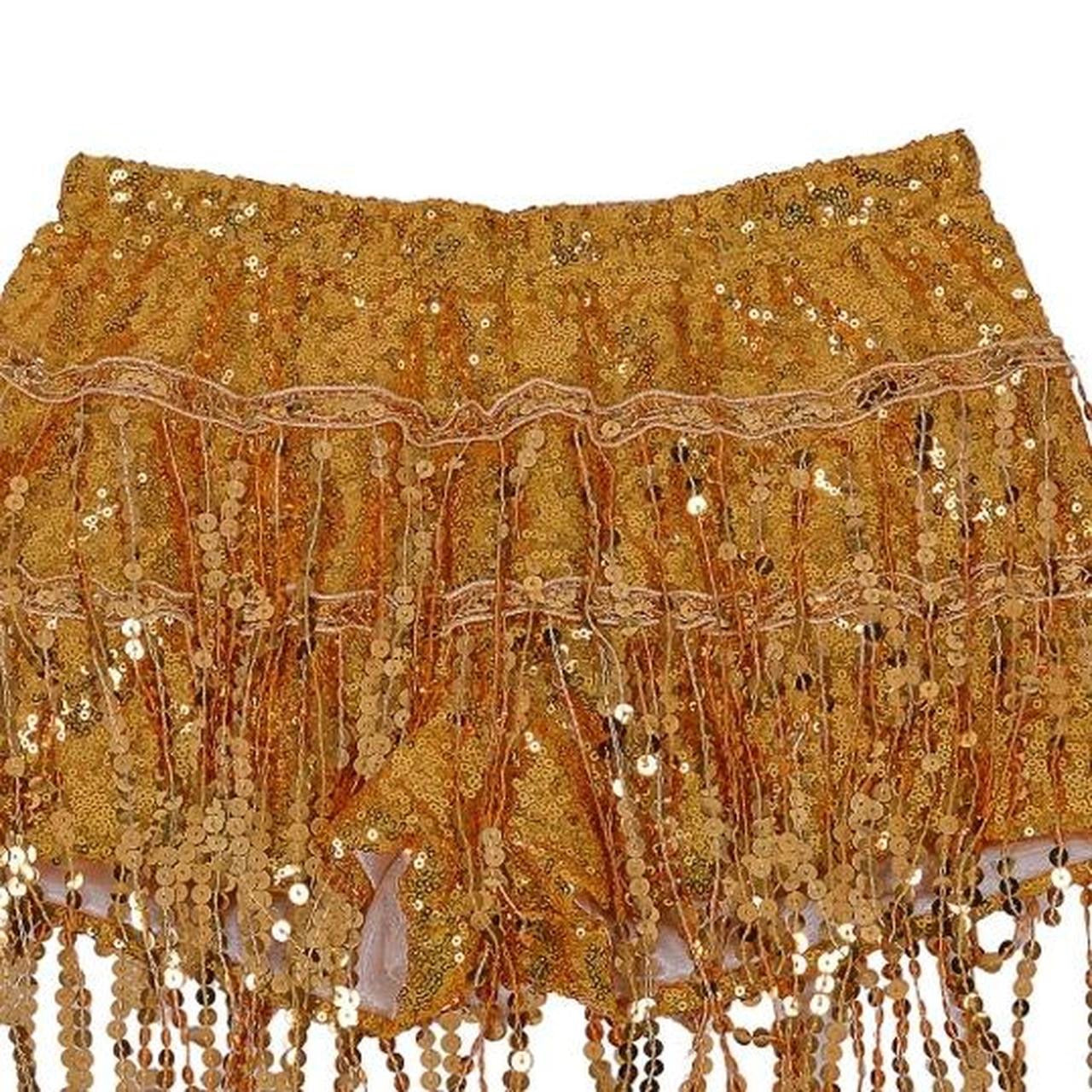 Gold Sequin Tassel Party Shorts