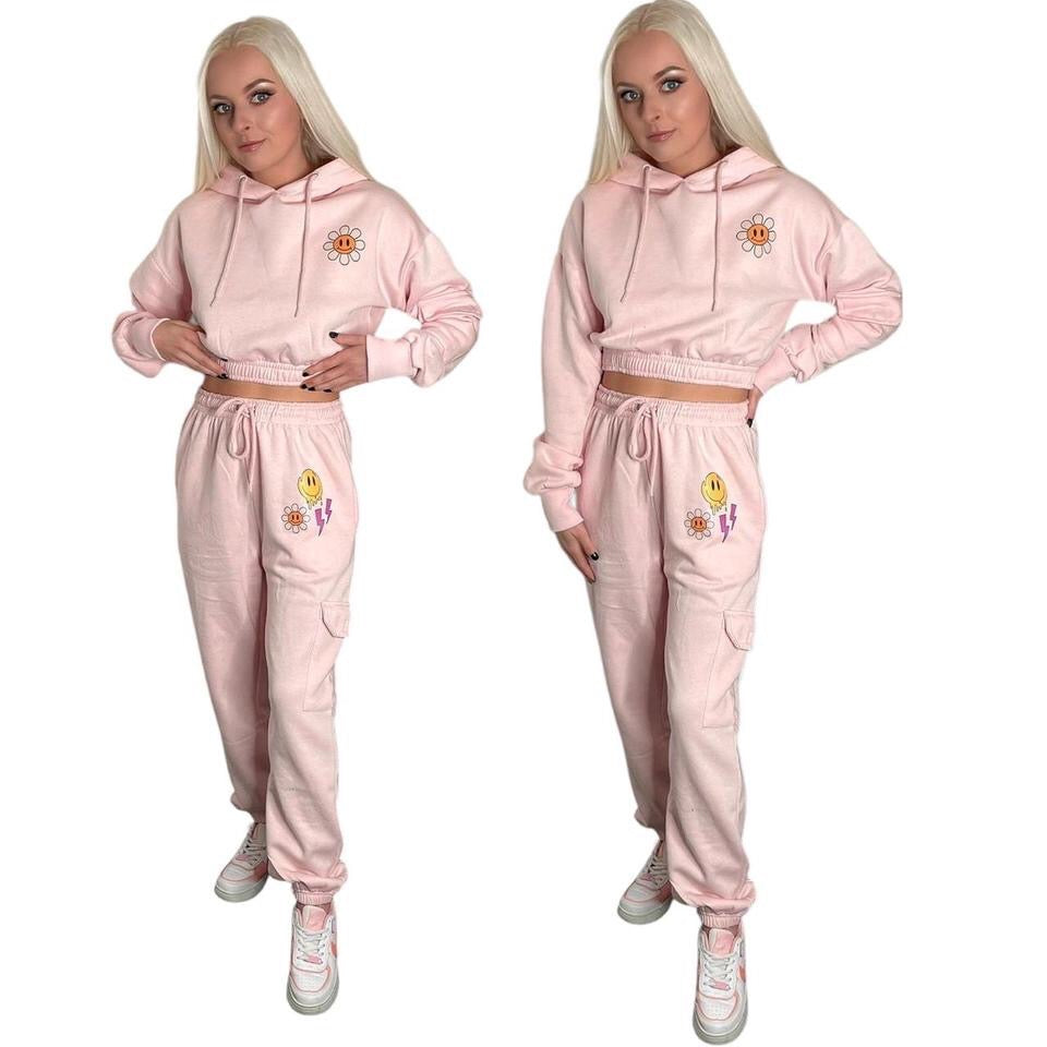 Pink Checkerboard Trippy Cargo Tracksuit Set