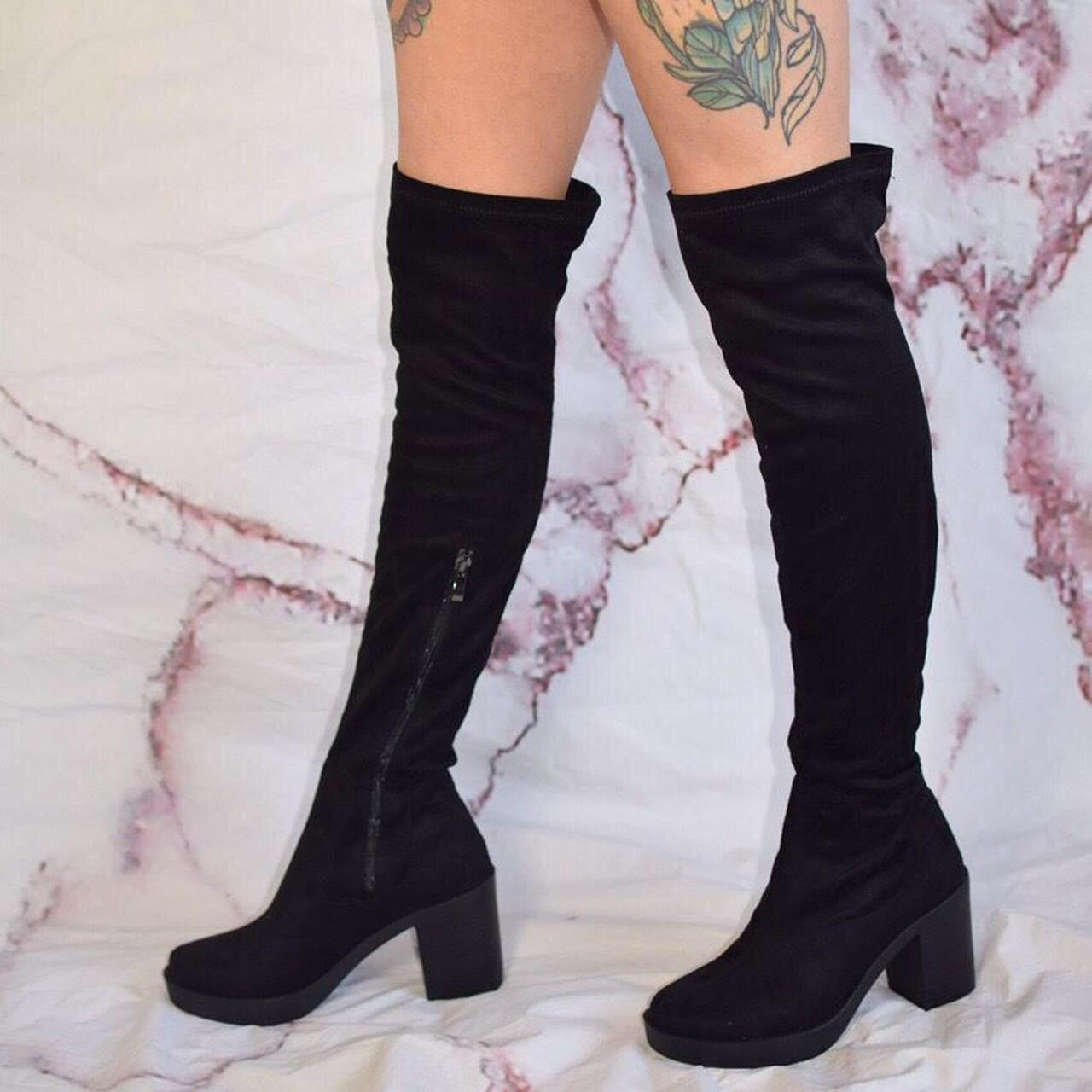 Black Over Knee Platform High Heel Boots