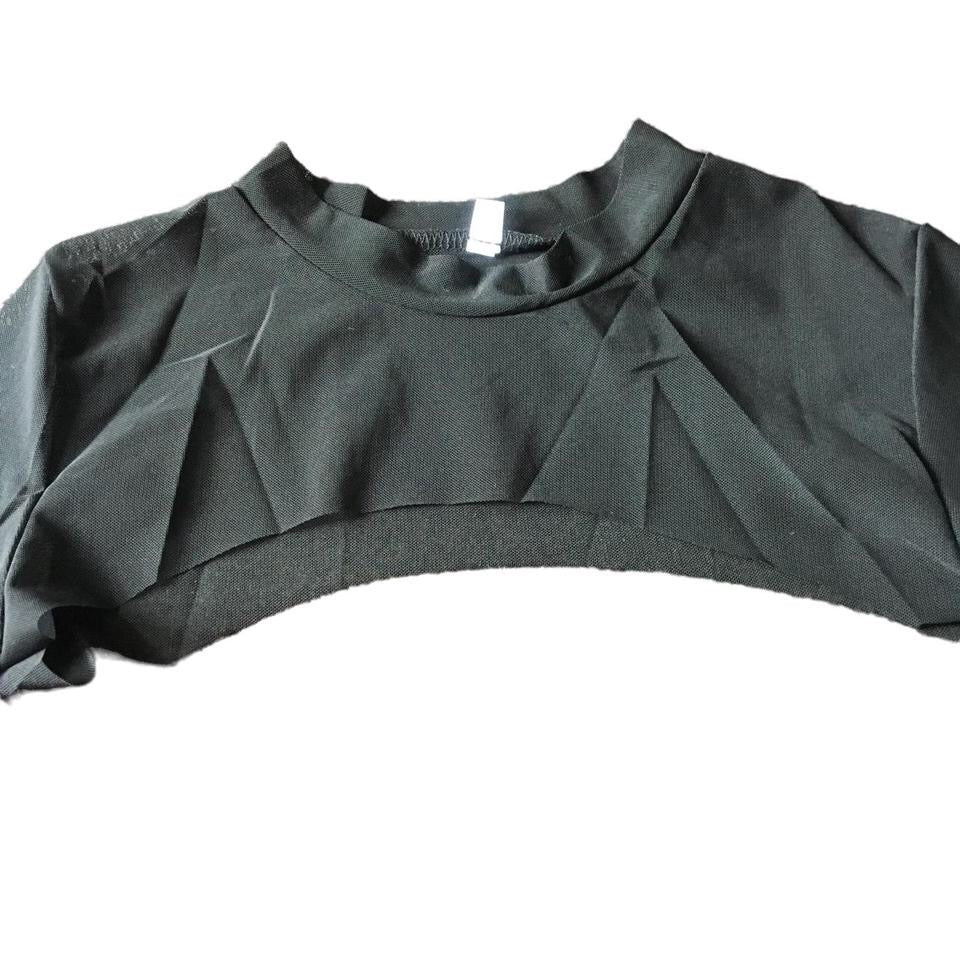 Black Mesh Layering Asymmetric Crop Top