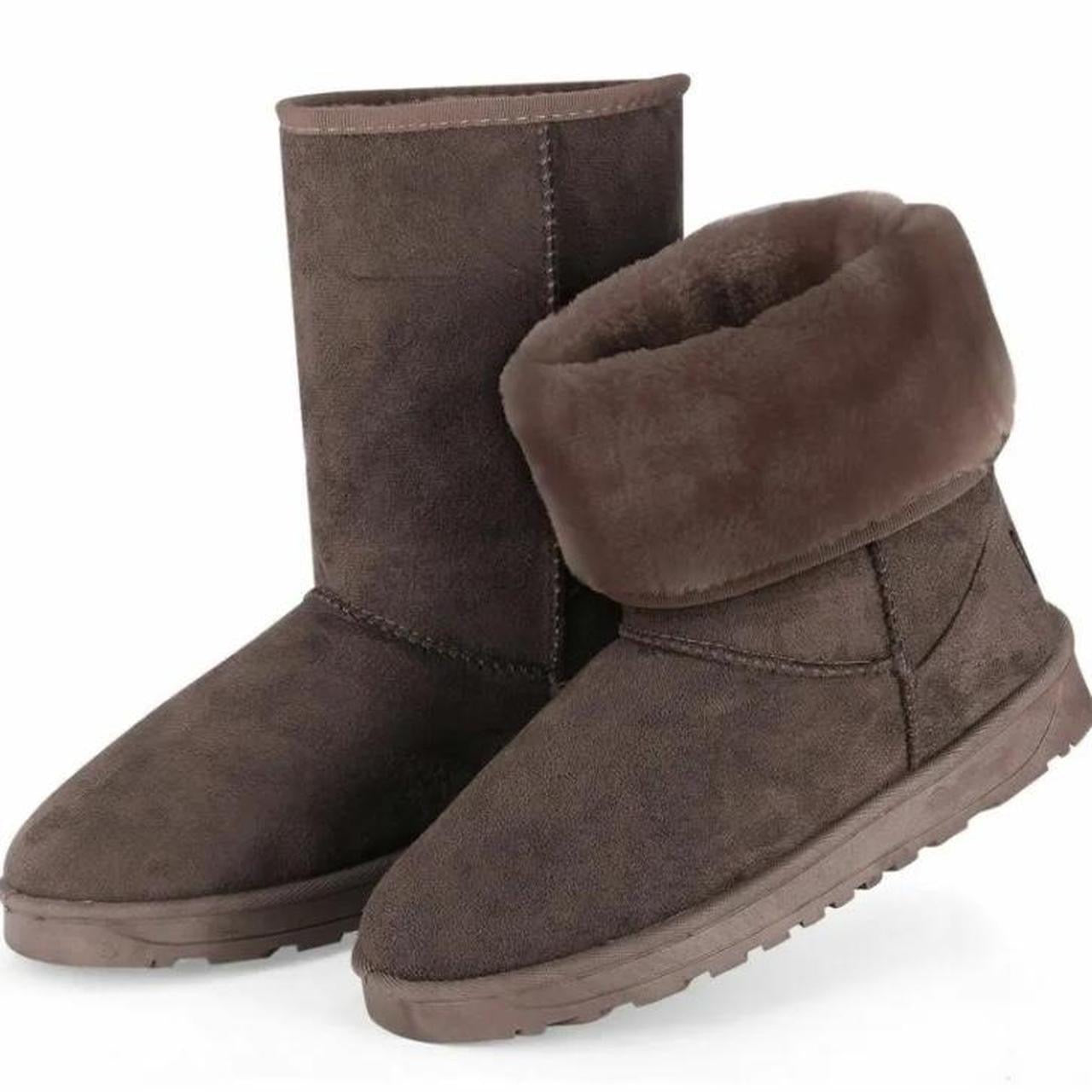 Chocolate Brown Suede Fur Lined Winter Boots