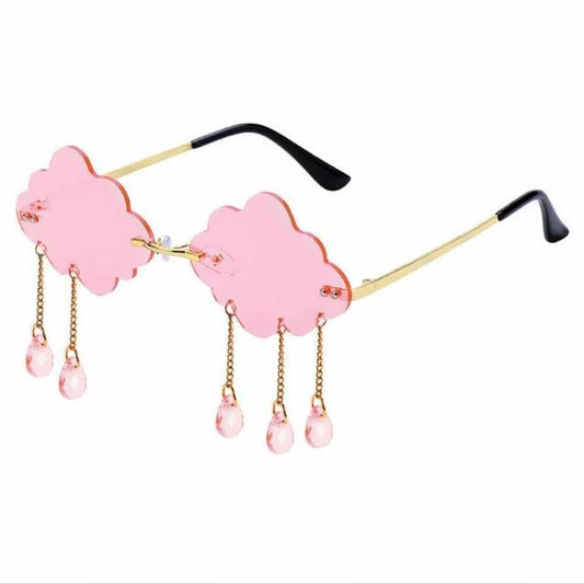 Pink Cloud Frame Chain Tassel Sunglasses