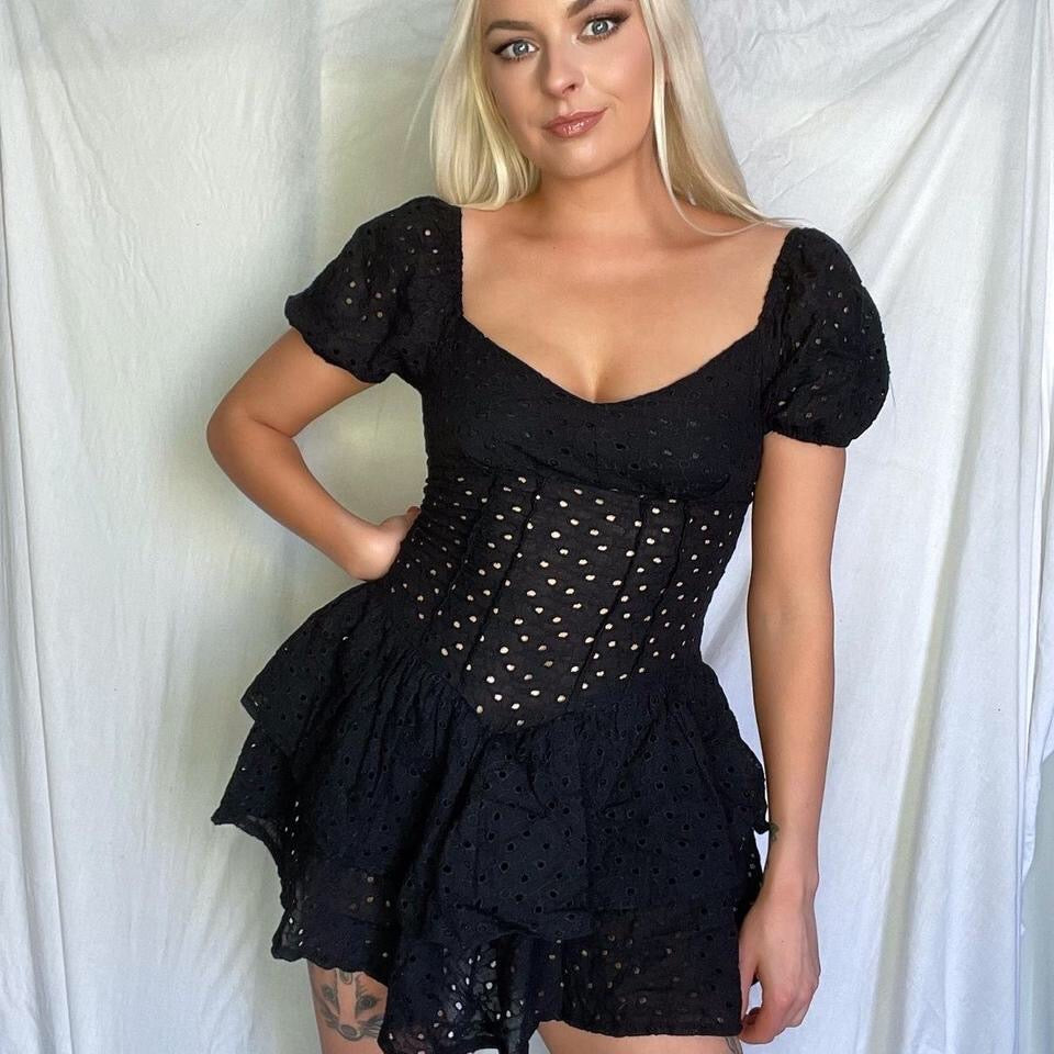 Black Milkmaid Babydoll Playsuit