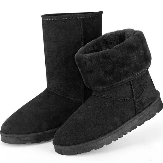 Black Suede Fur Lined Winter Boots