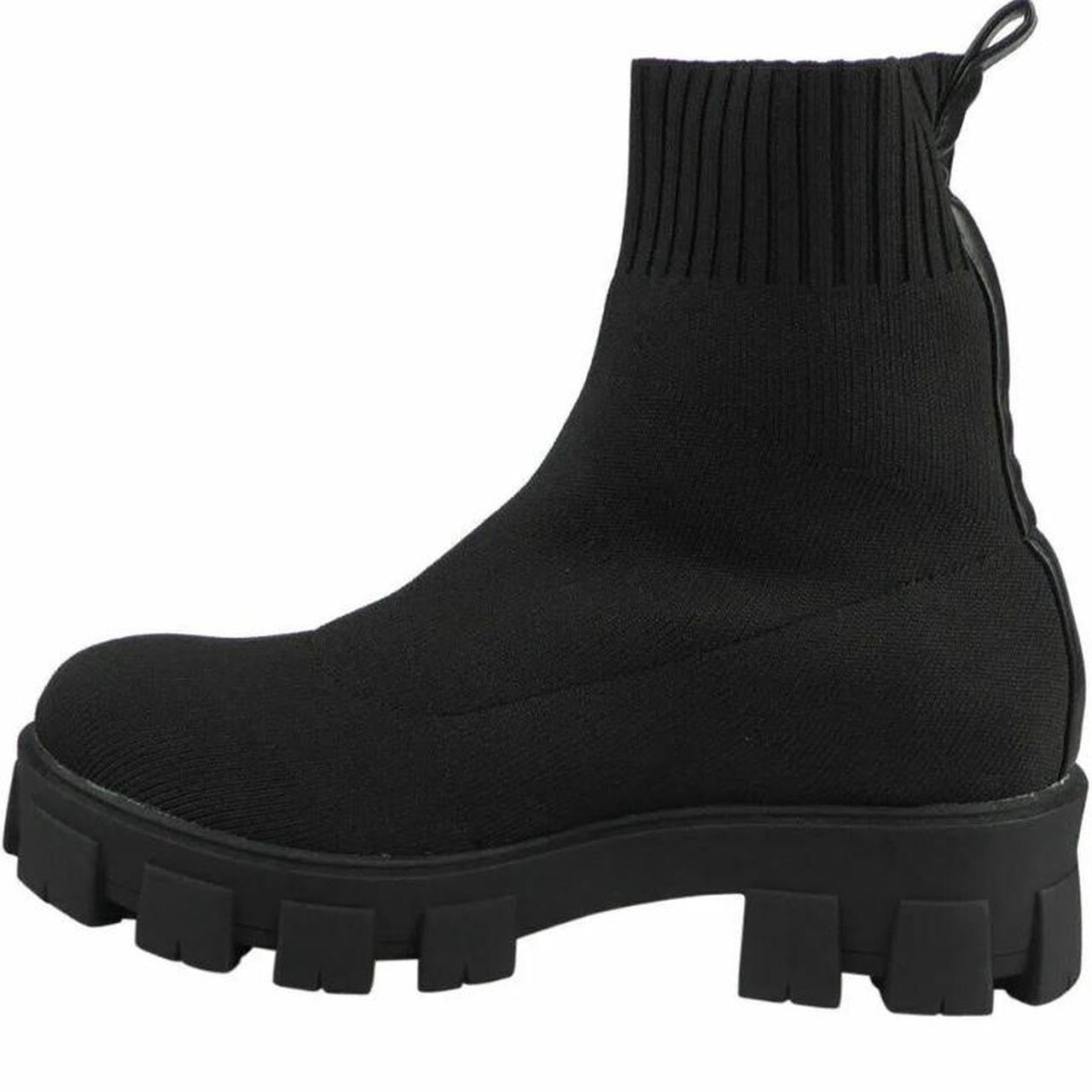 Black Chunky Ankle Sock Boots