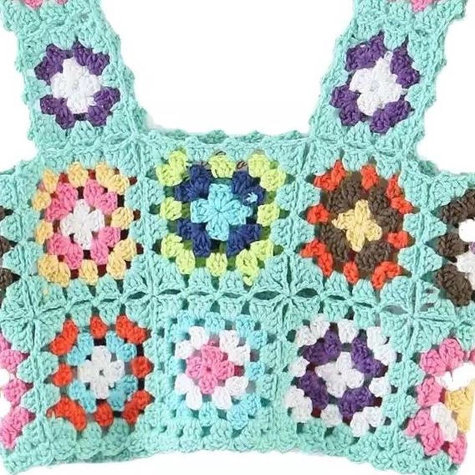 Turquoise Floral Crochet Crop Top