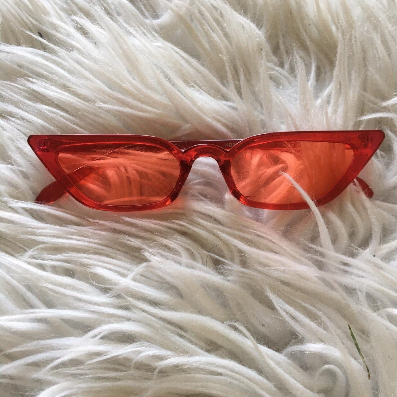 Red Cat Eye Frame Small Lens Sunglasses