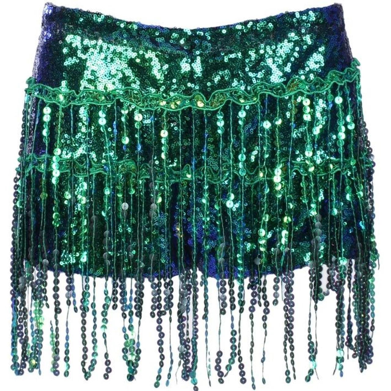 Green Sequin Tassel Party Shorts