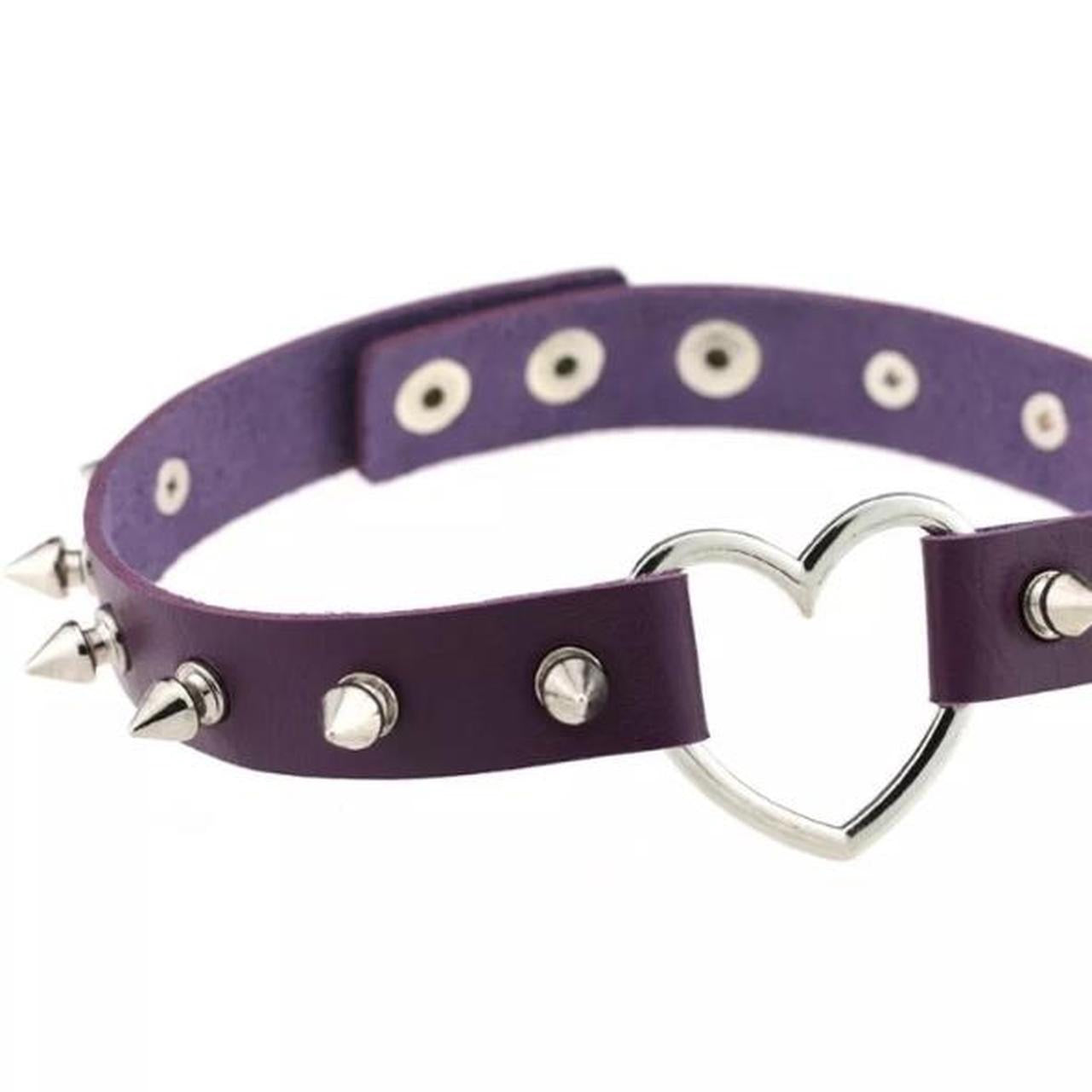 Purple Faux Leather Spike Stud Gothic Choker