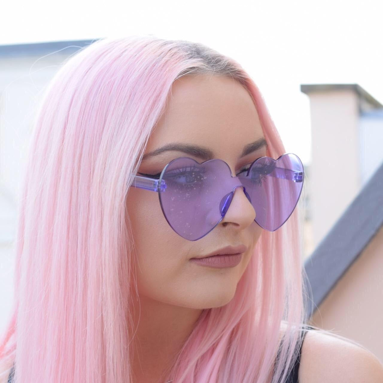 Purple Heart Shaped Frameless Sunglasses