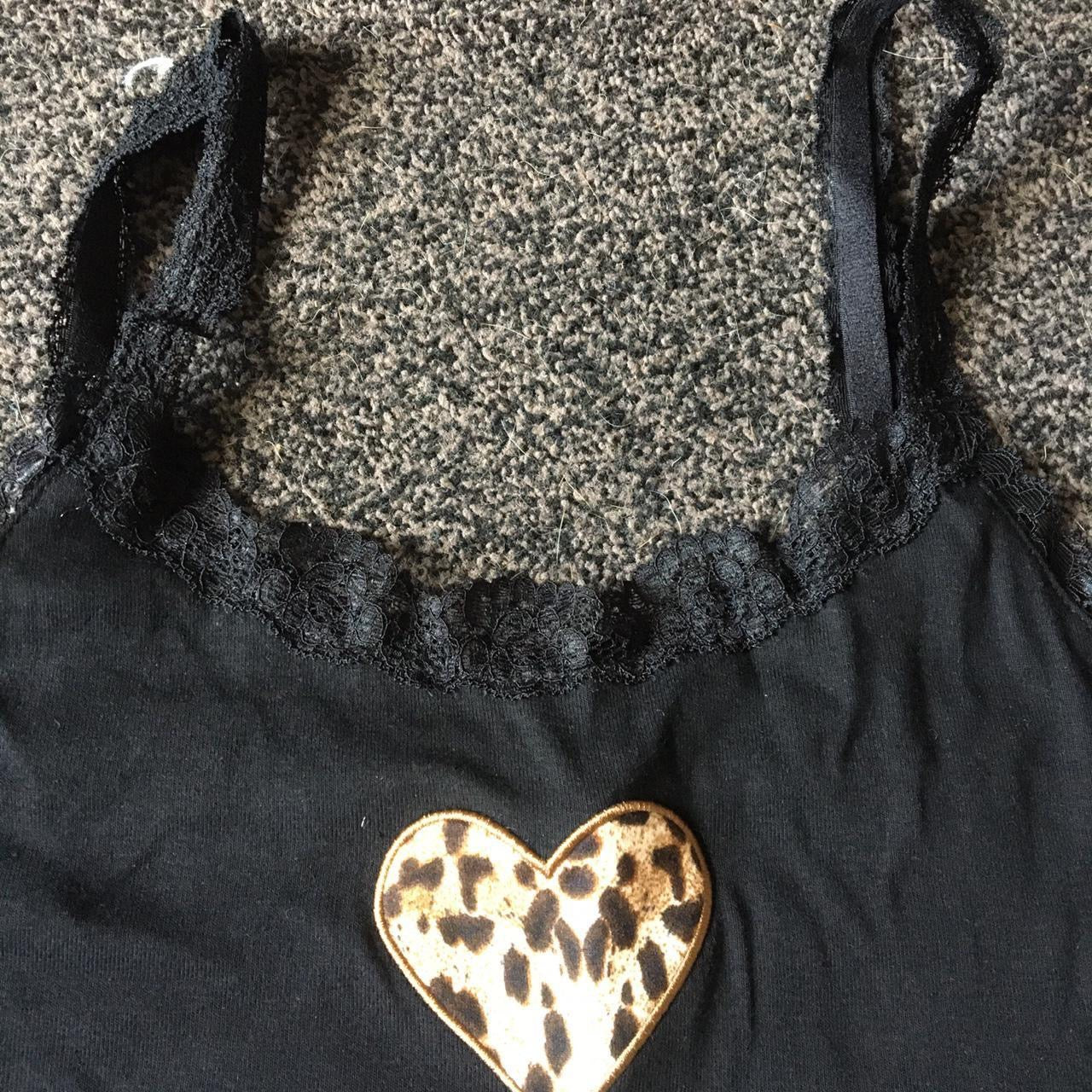 Black Lace Leopard Print Heart Crop Top