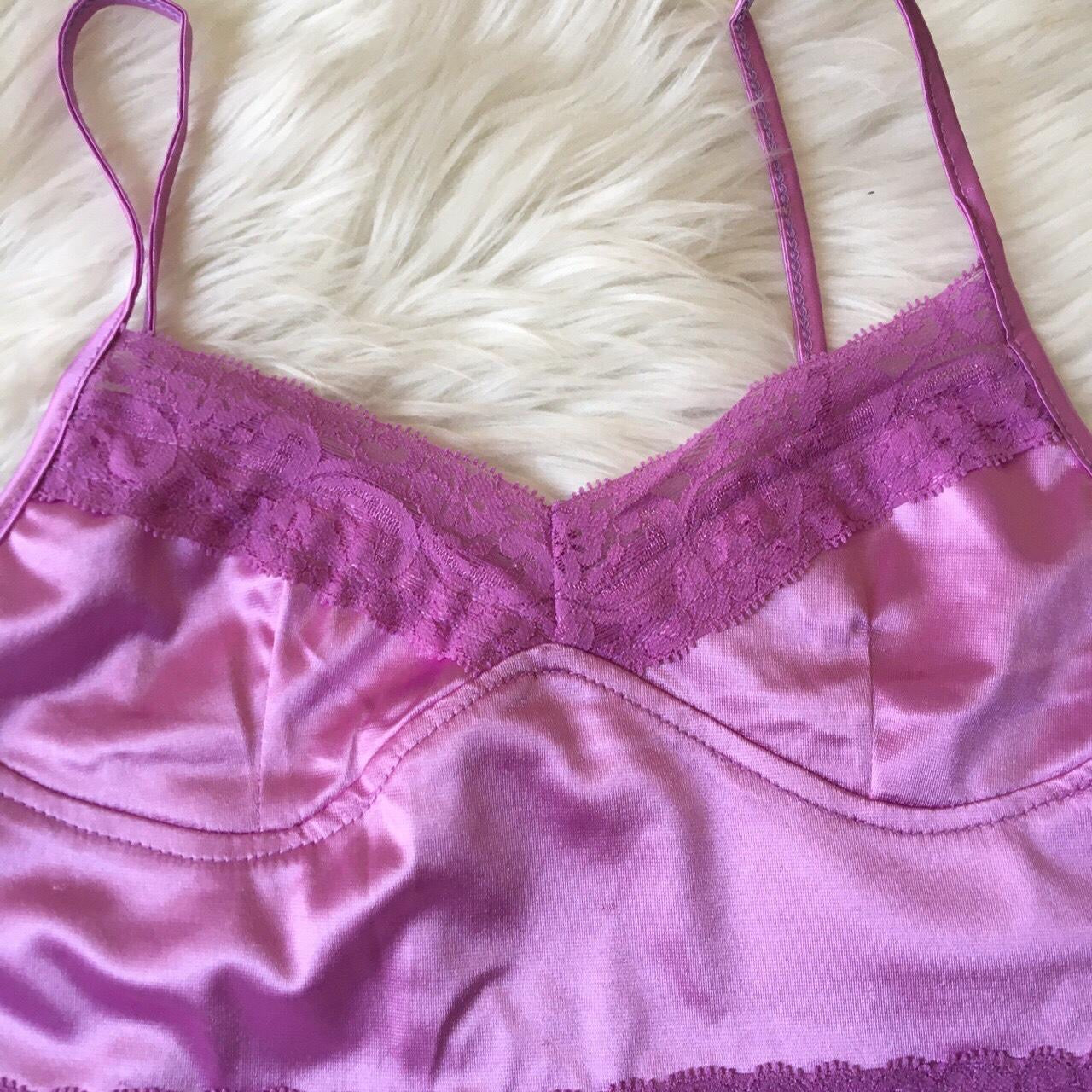 Purple Satin Lace Bralet Crop Top