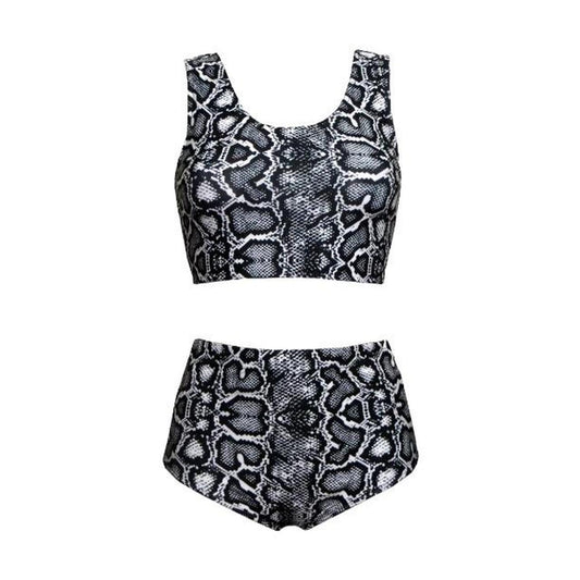 Grey Snakeskin Shorts Crop Top Co-Ord Festival Set