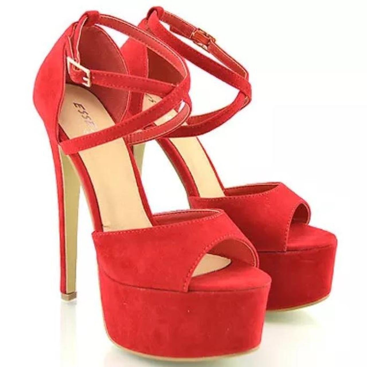 Red Suede Platform Stiletto Heels