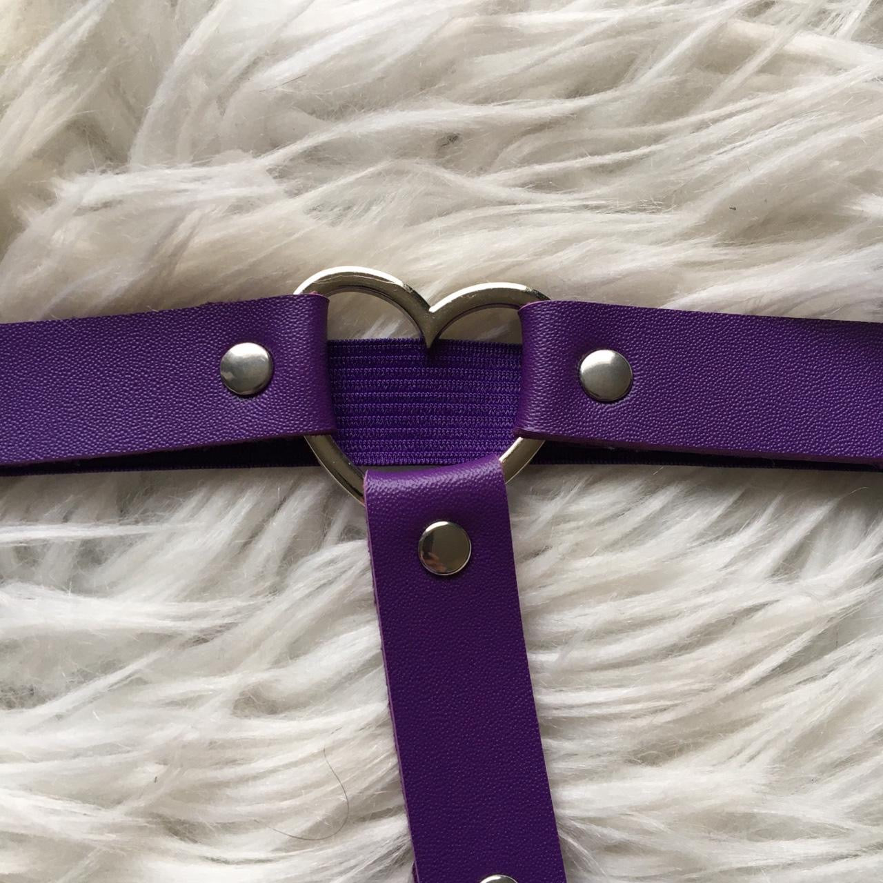 Purple Faux Leather Heart Leg Garter