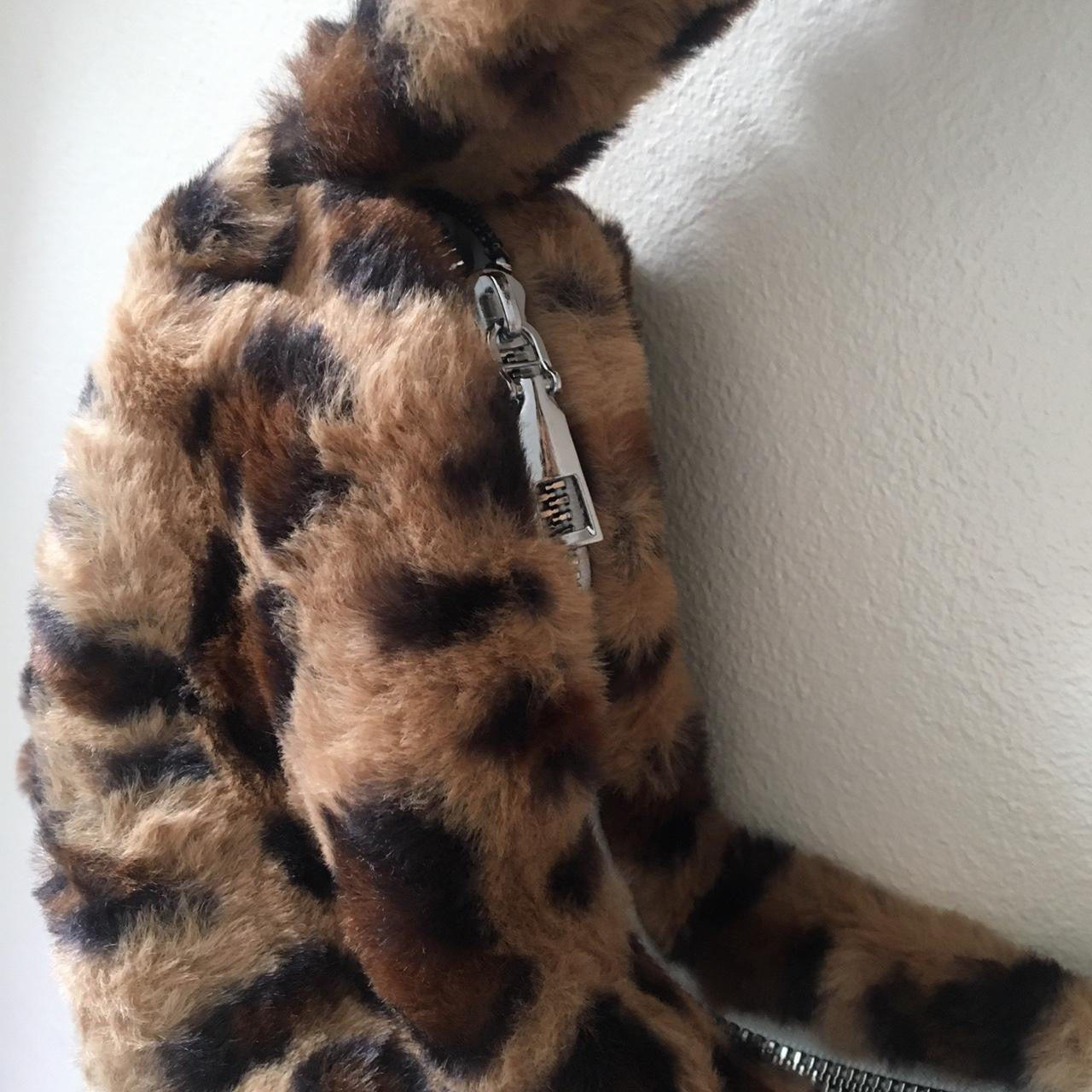 Brown Leopard Print Plush Fluffy Shoulder Bag